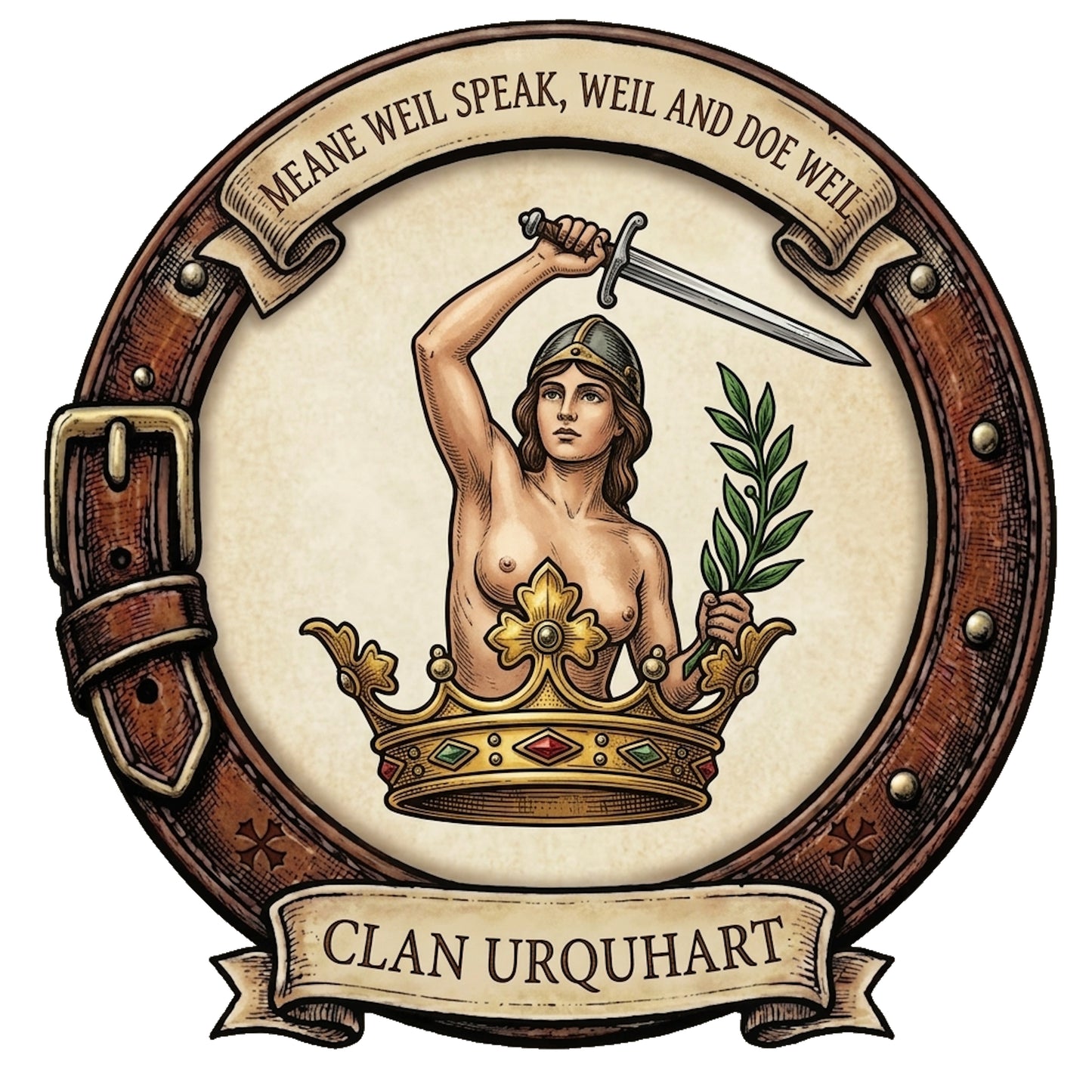 Clan Urquhart Crest digital download: Includes Color PNG, B&W PNG, and SVG vector files