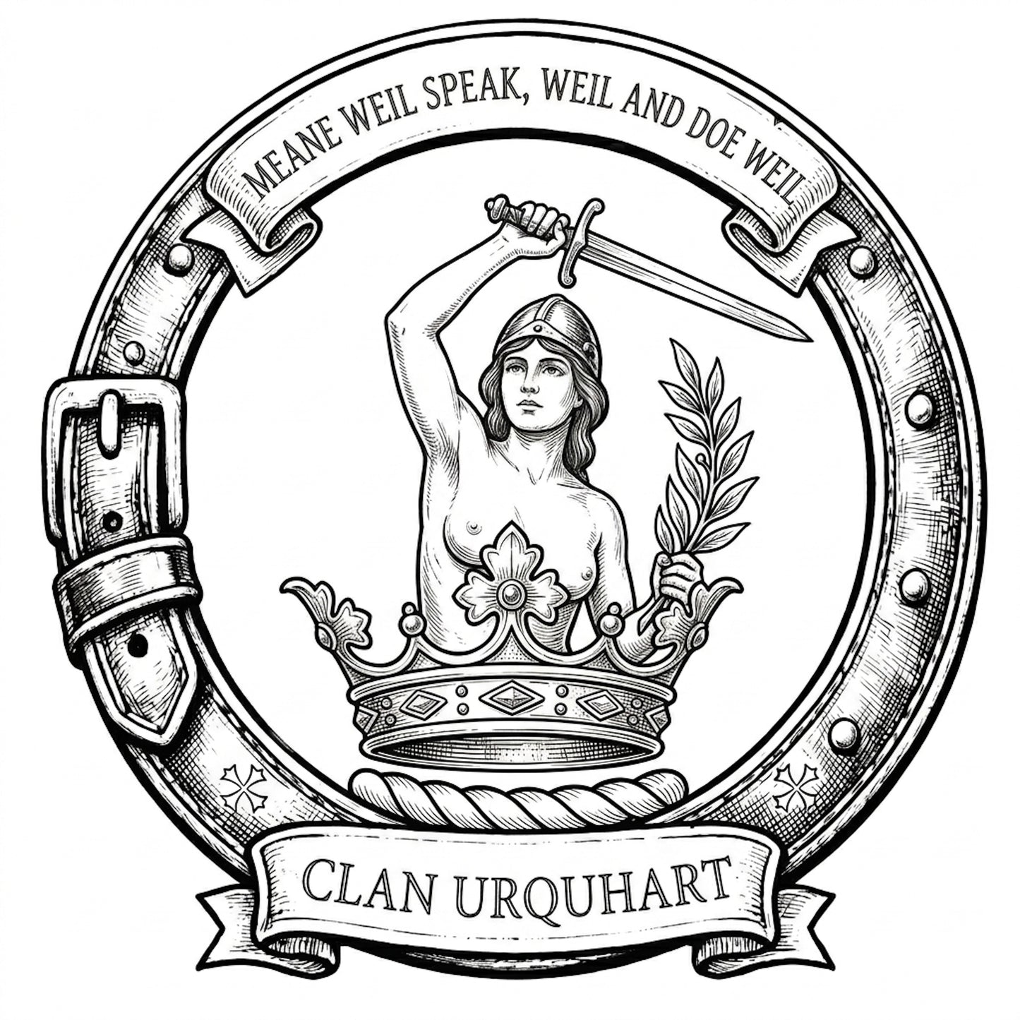 Clan Urquhart Crest digital download: Includes Color PNG, B&W PNG, and SVG vector files