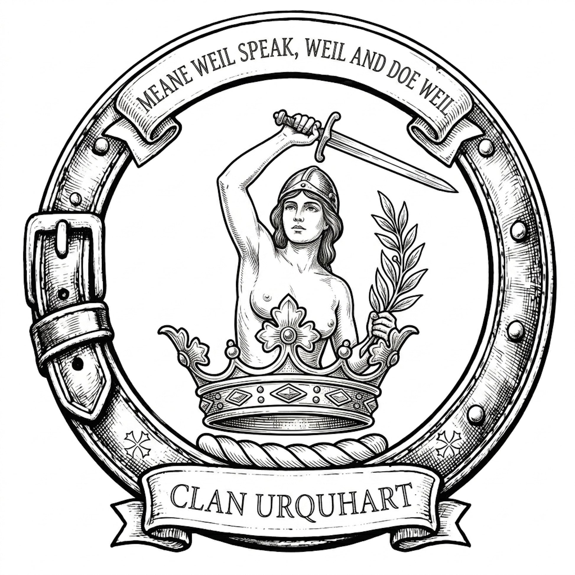 Clan Urquhart Crest digital download: Includes Color PNG, B&W PNG, and SVG vector files