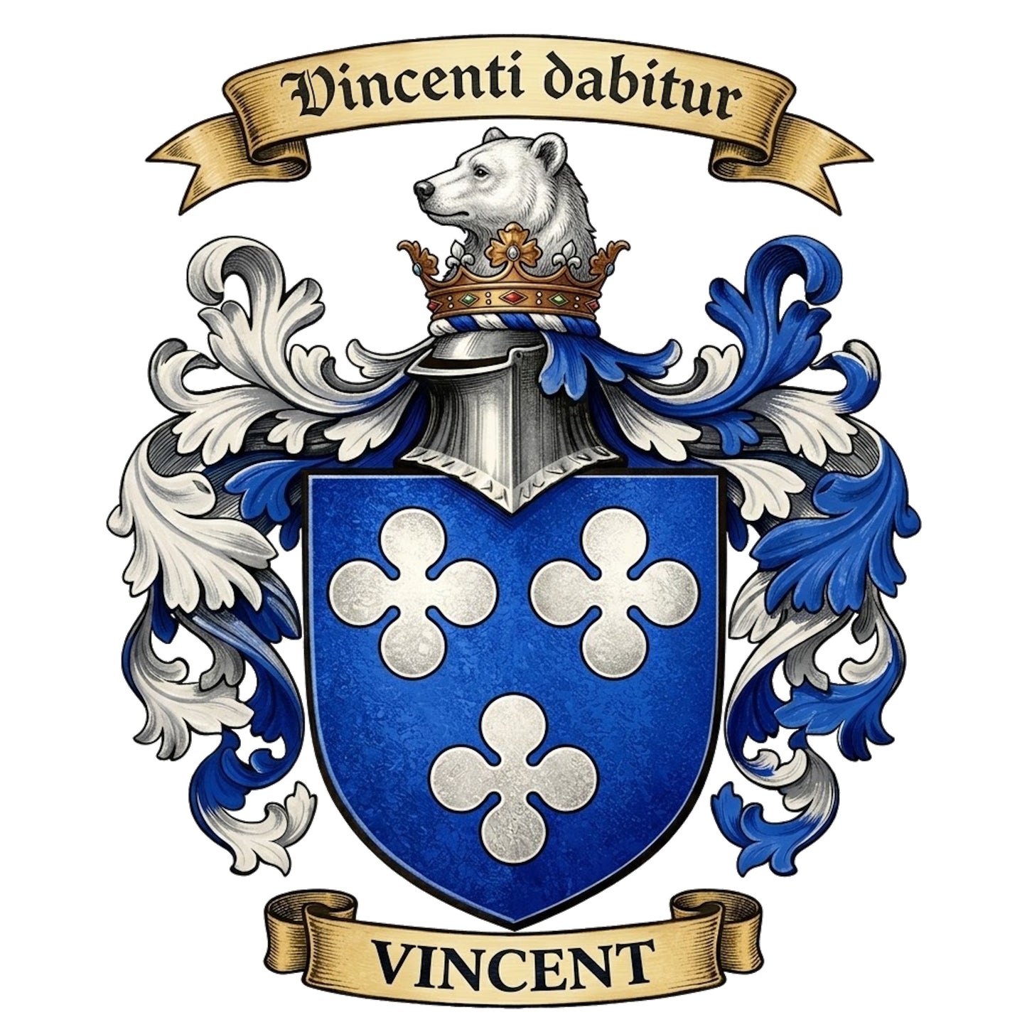 The Vincent Family Coat of Arms digital download: Includes Color PNG, B&W PNG, and SVG vector files