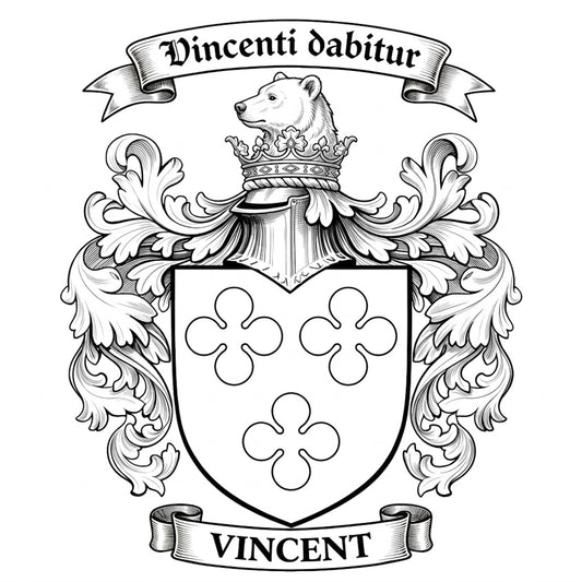 The Vincent Family Coat of Arms digital download: Includes Color PNG, B&W PNG, and SVG vector files