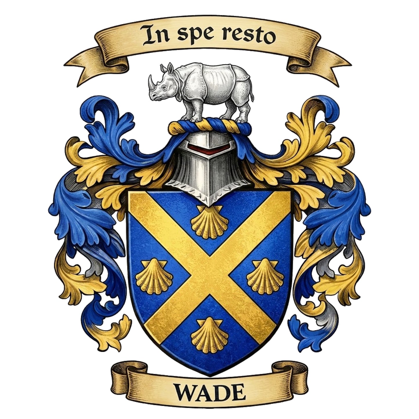 The Wade Family Coat of Arms digital download: Includes Color PNG, B&W PNG, and SVG vector files