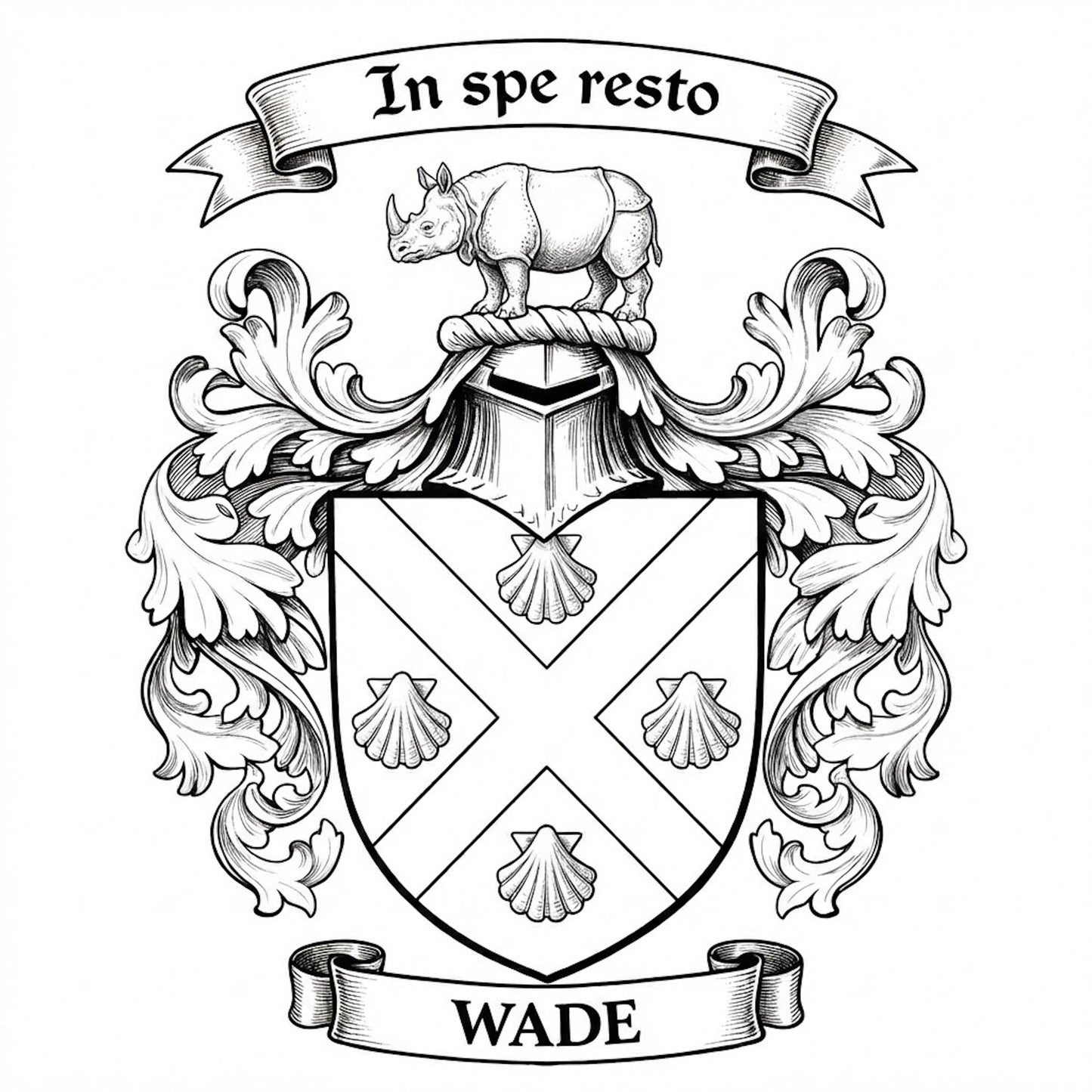 The Wade Family Coat of Arms digital download: Includes Color PNG, B&W PNG, and SVG vector files
