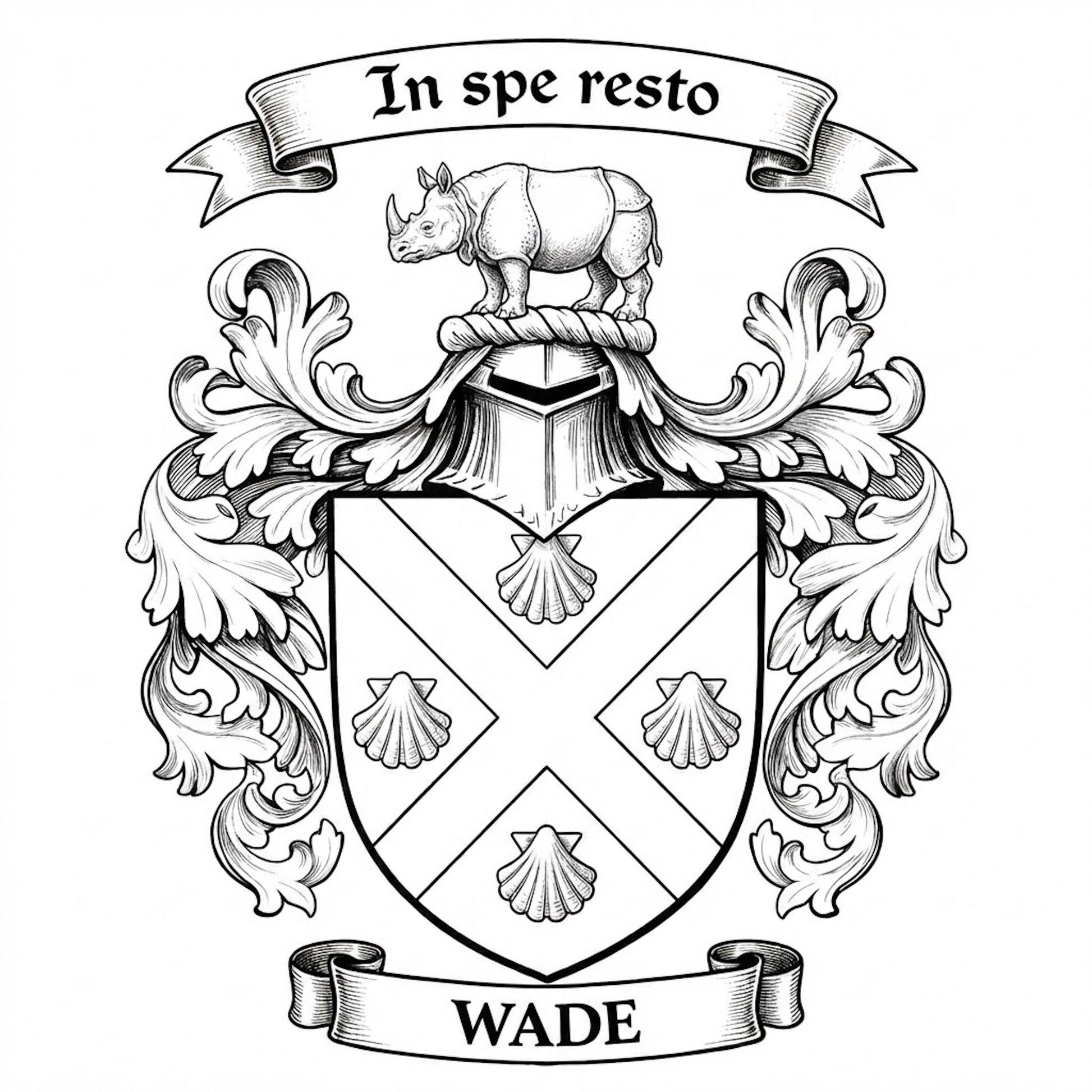 The Wade Family Coat of Arms digital download: Includes Color PNG, B&W PNG, and SVG vector files