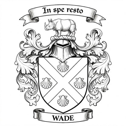 The Wade Family Coat of Arms digital download: Includes Color PNG, B&W PNG, and SVG vector files