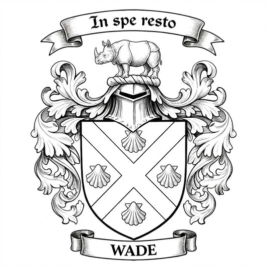 The Wade Family Coat of Arms digital download: Includes Color PNG, B&W PNG, and SVG vector files