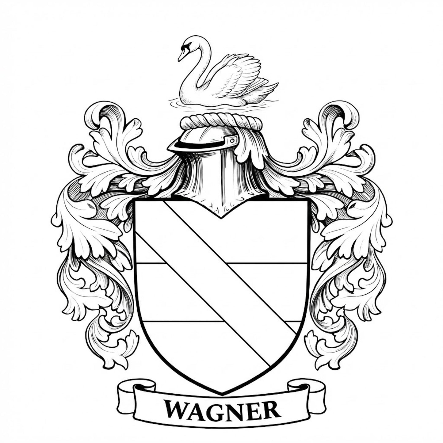 The Wagner Family Coat of Arms digital download: Includes Color PNG, B&W PNG, and SVG vector files