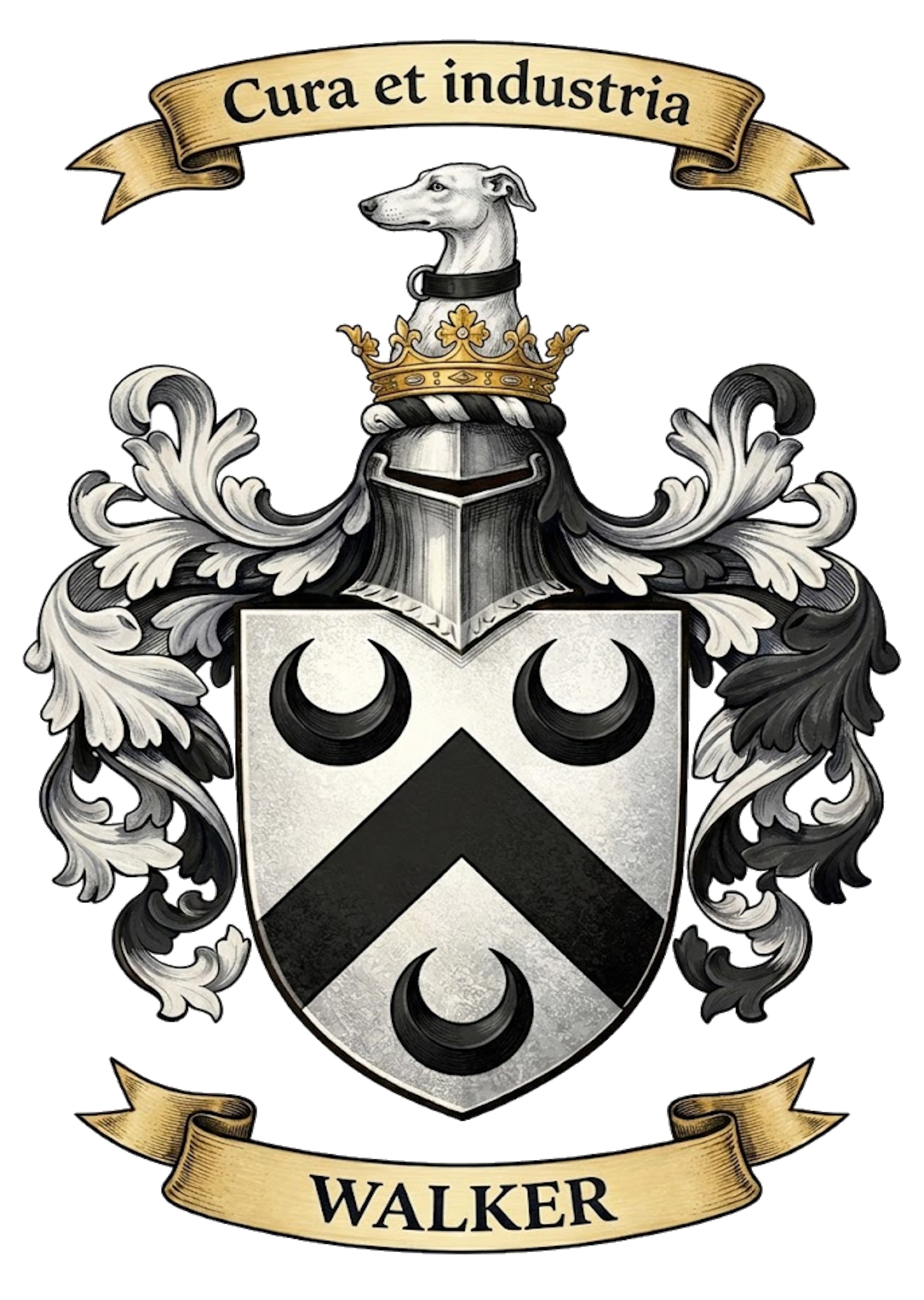 The Walker Family Coat of Arms digital download: Includes Color PNG, B&W PNG, and SVG vector files