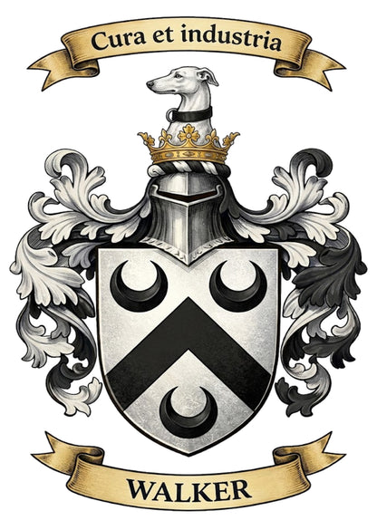The Walker Family Coat of Arms digital download: Includes Color PNG, B&W PNG, and SVG vector files