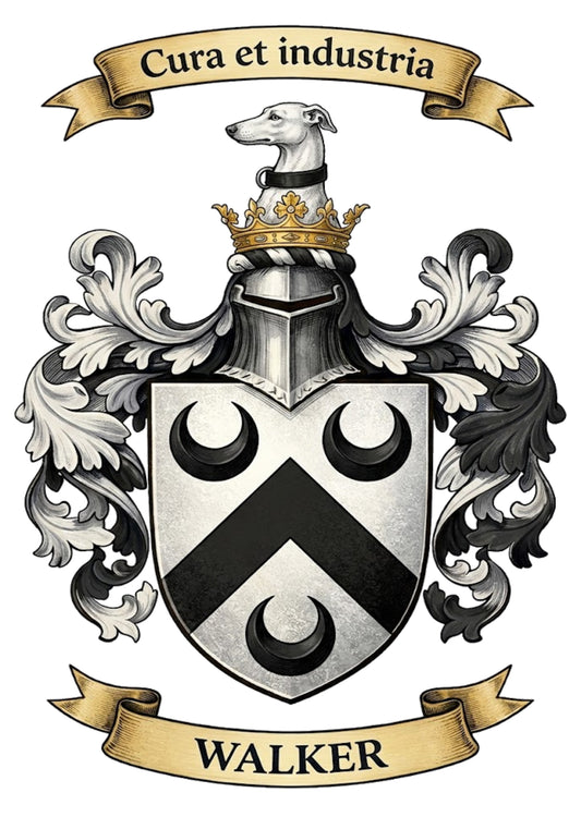 The Walker Family Coat of Arms digital download: Includes Color PNG, B&W PNG, and SVG vector files
