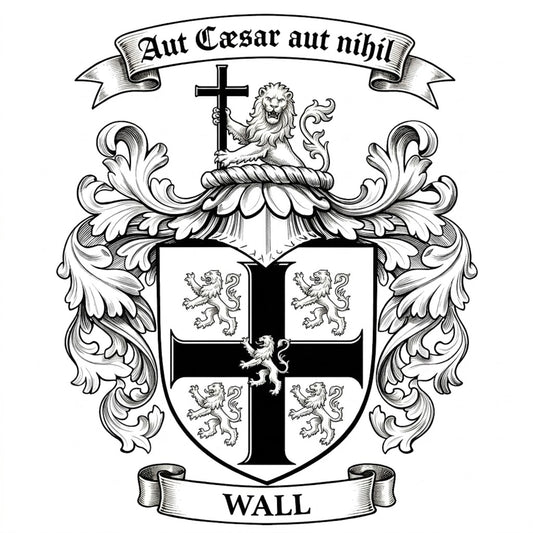 The Wall Family Coat of Arms digital download: Includes Color PNG, B&W PNG, and SVG vector files