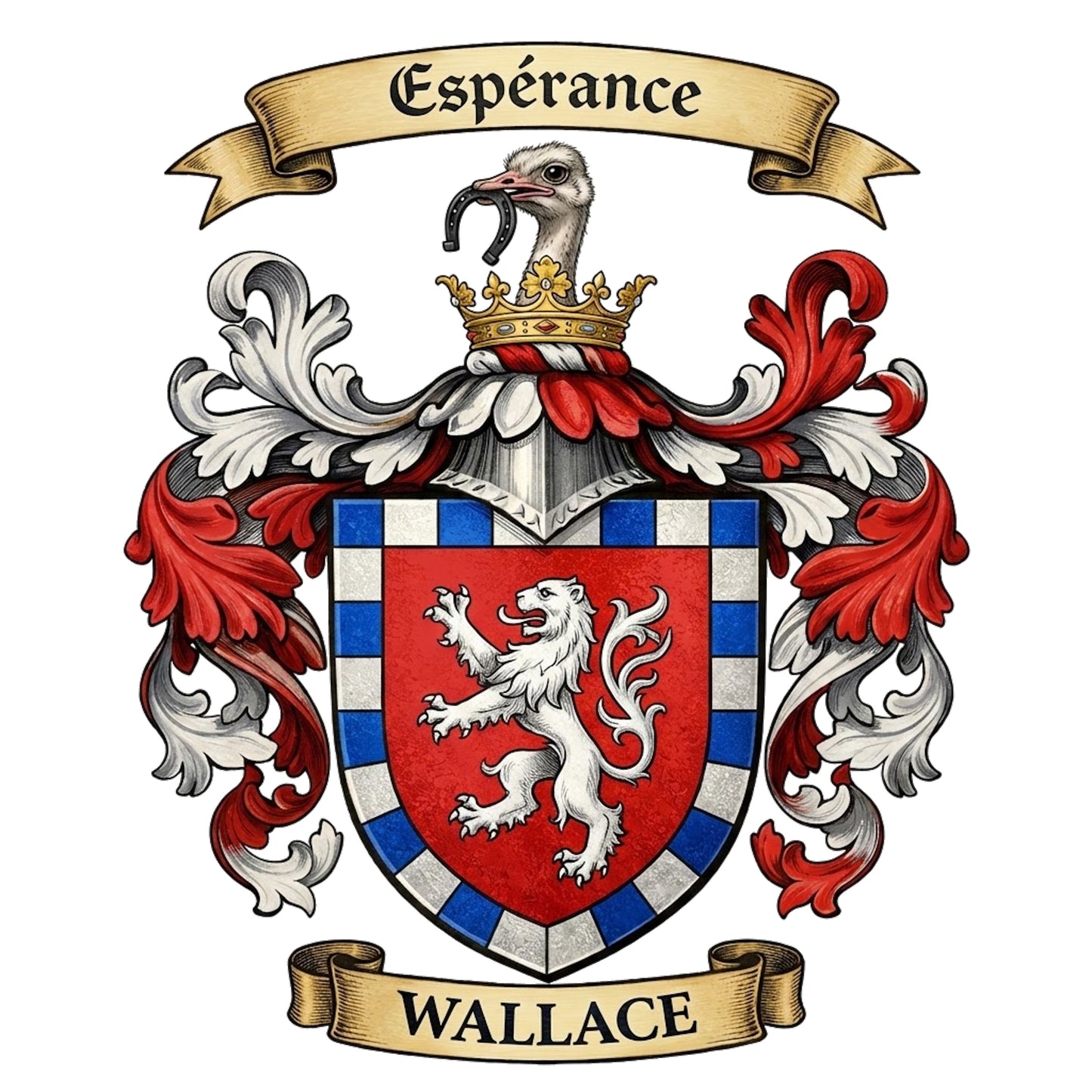 The Wallace Family Coat of Arms digital download: Includes Color PNG, B&W PNG, and SVG vector files