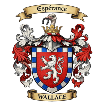 The Wallace Family Coat of Arms digital download: Includes Color PNG, B&W PNG, and SVG vector files