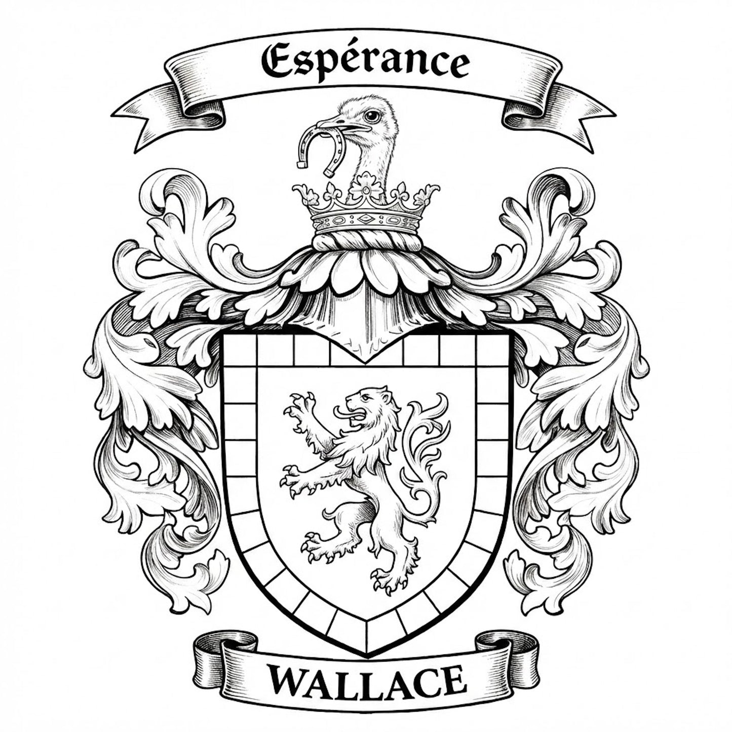 The Wallace Family Coat of Arms digital download: Includes Color PNG, B&W PNG, and SVG vector files