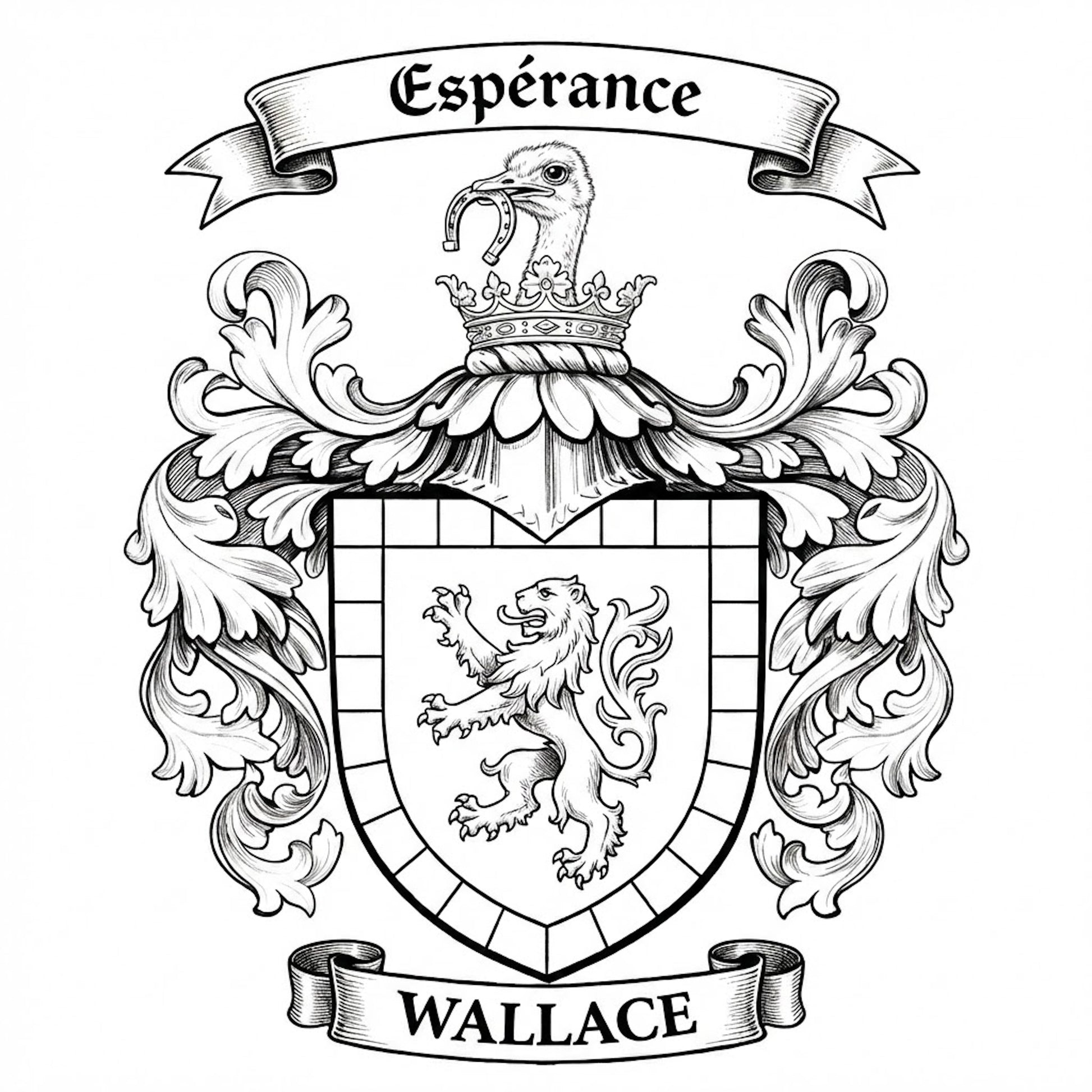 The Wallace Family Coat of Arms digital download: Includes Color PNG, B&W PNG, and SVG vector files