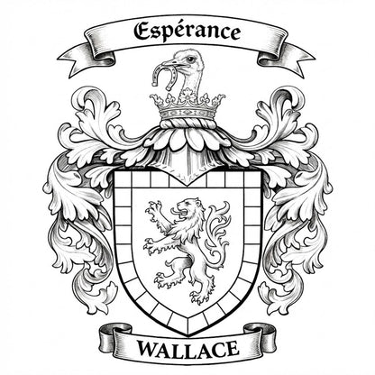 The Wallace Family Coat of Arms digital download: Includes Color PNG, B&W PNG, and SVG vector files