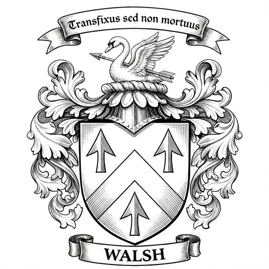 The Walsh Family Coat of Arms digital download: Includes Color PNG, B&W PNG, and SVG vector files