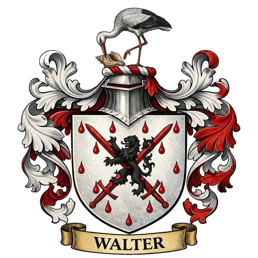 The Walter Family Coat of Arms digital download: Includes Color PNG, B&W PNG, and SVG vector files
