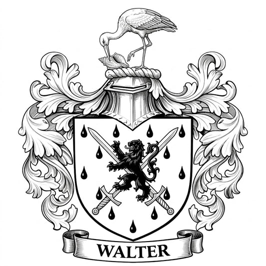 The Walter Family Coat of Arms digital download: Includes Color PNG, B&W PNG, and SVG vector files