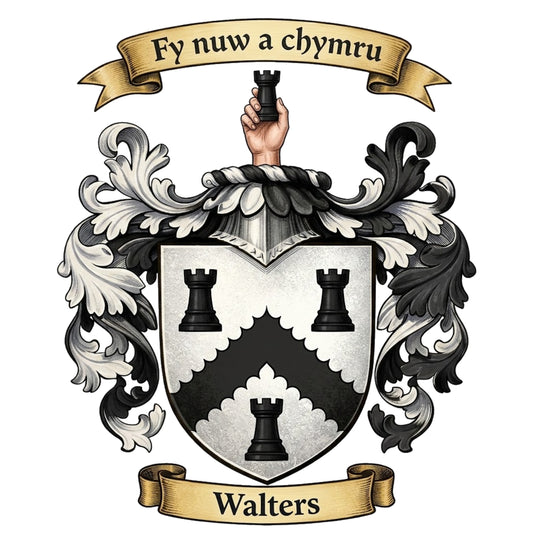 The Walters Family Coat of Arms digital download: Includes Color PNG, B&W PNG, and SVG vector files