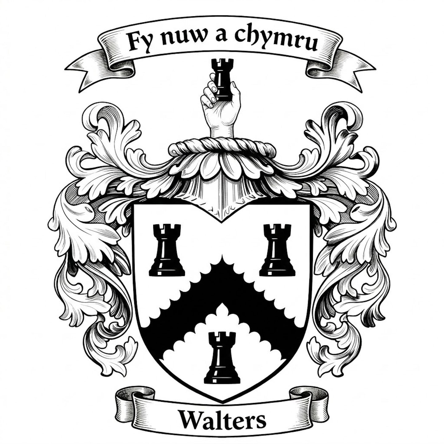 The Walters Family Coat of Arms digital download: Includes Color PNG, B&W PNG, and SVG vector files
