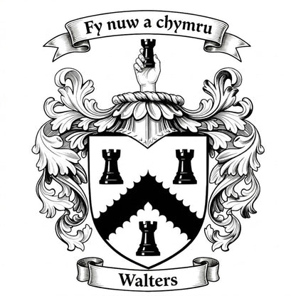 The Walters Family Coat of Arms digital download: Includes Color PNG, B&W PNG, and SVG vector files