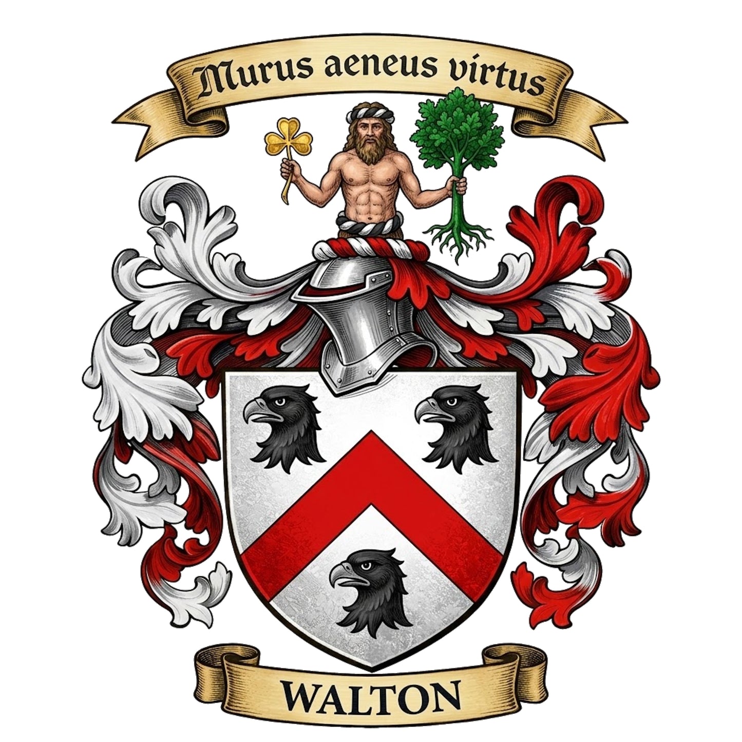 The Walton Family Coat of Arms digital download: Includes Color PNG, B&W PNG, and SVG vector files