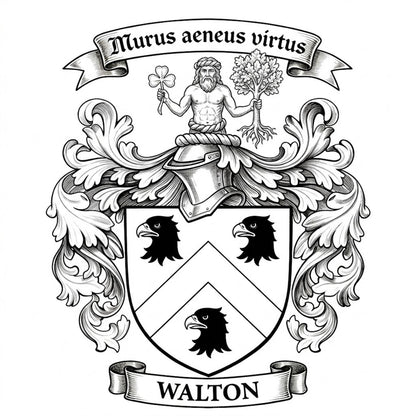 The Walton Family Coat of Arms digital download: Includes Color PNG, B&W PNG, and SVG vector files