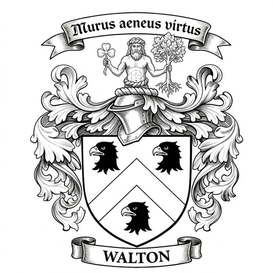 The Walton Family Coat of Arms digital download: Includes Color PNG, B&W PNG, and SVG vector files