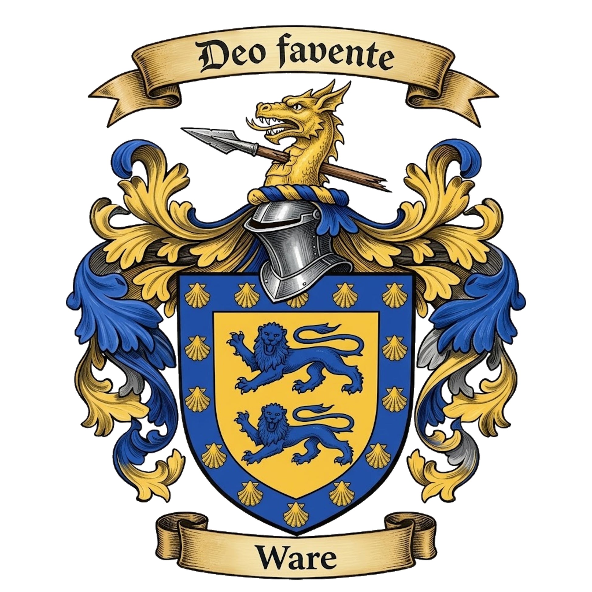 The Ware Family Coat of Arms digital download: Includes Color PNG, B&W PNG, and SVG vector files