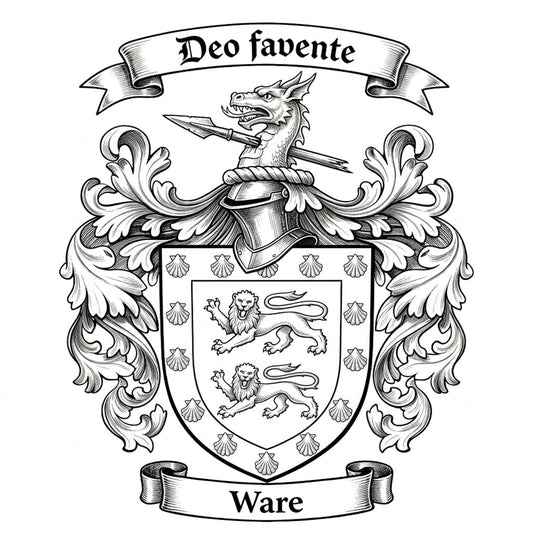 The Ware Family Coat of Arms digital download: Includes Color PNG, B&W PNG, and SVG vector files