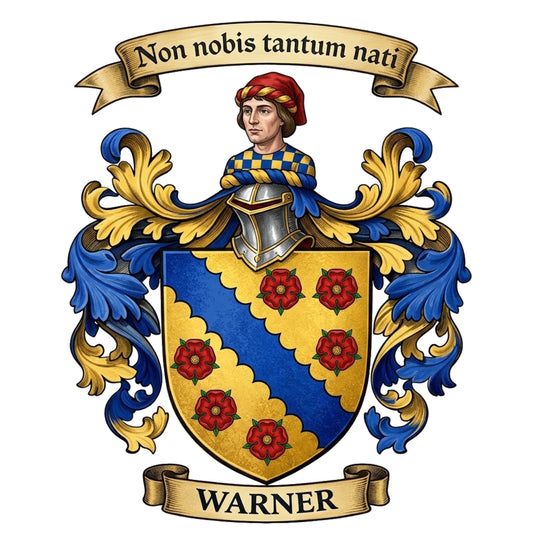 The Warner Family Coat of Arms digital download: Includes Color PNG, B&W PNG, and SVG vector files