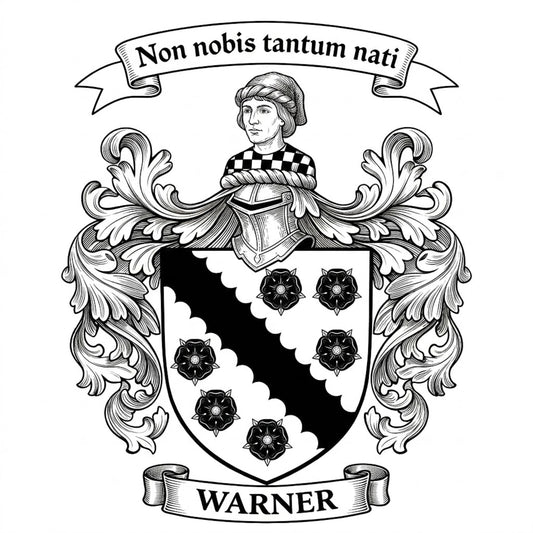 The Warner Family Coat of Arms digital download: Includes Color PNG, B&W PNG, and SVG vector files