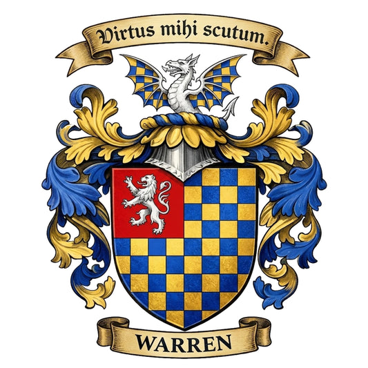 The Warren Family Coat of Arms digital download: Includes Color PNG, B&W PNG, and SVG vector files