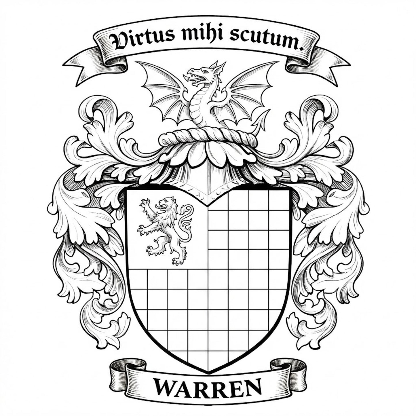 The Warren Family Coat of Arms digital download: Includes Color PNG, B&W PNG, and SVG vector files
