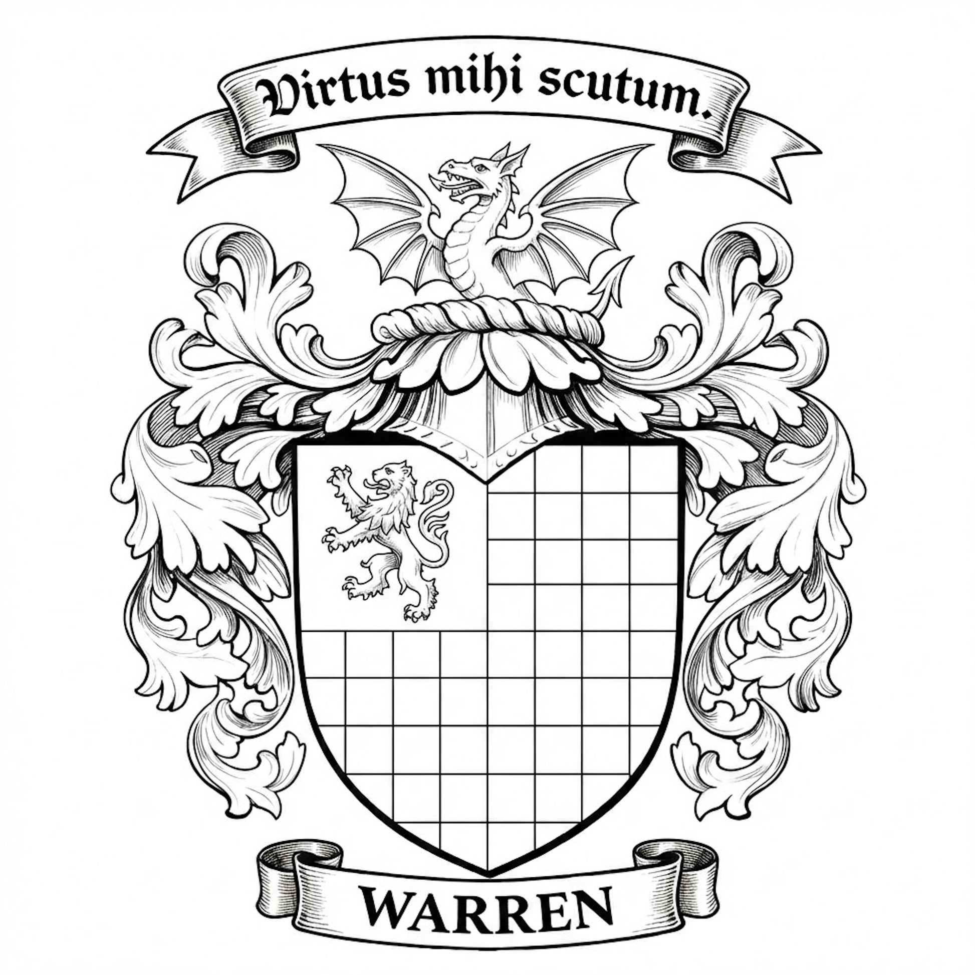 The Warren Family Coat of Arms digital download: Includes Color PNG, B&W PNG, and SVG vector files
