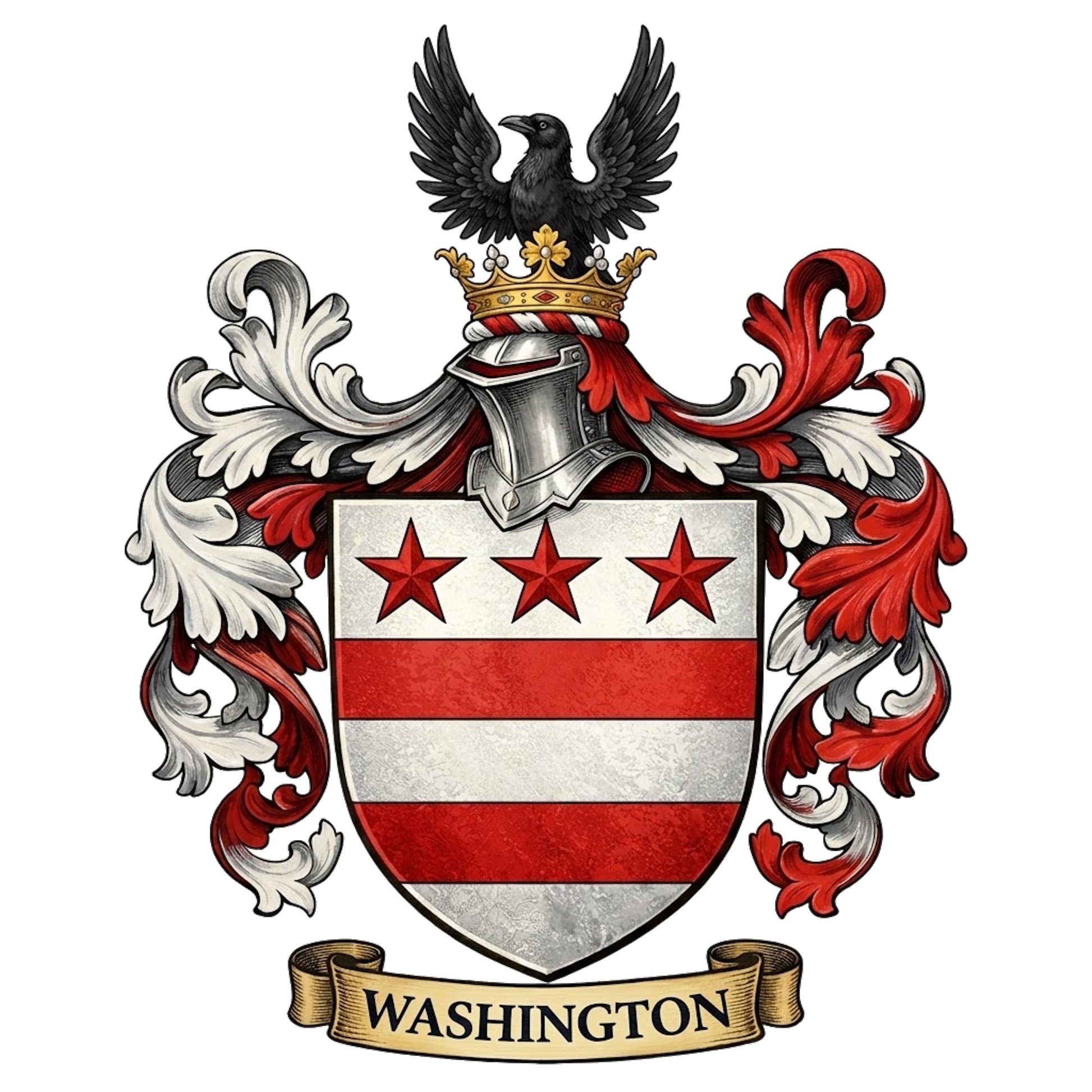 The Washington Family Coat of Arms digital download: Includes Color PNG, B&W PNG, and SVG vector files