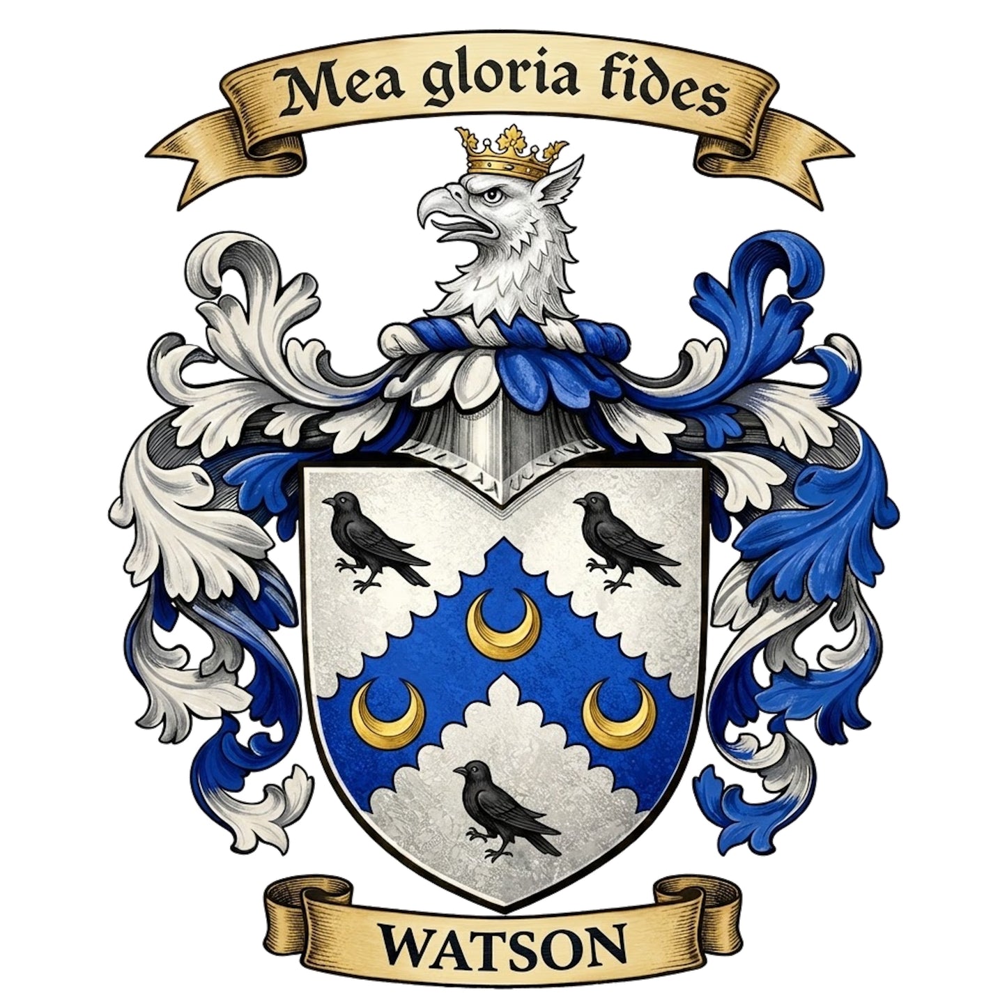 The Watson Family Coat of Arms digital download: Includes Color PNG, B&W PNG, and SVG vector files