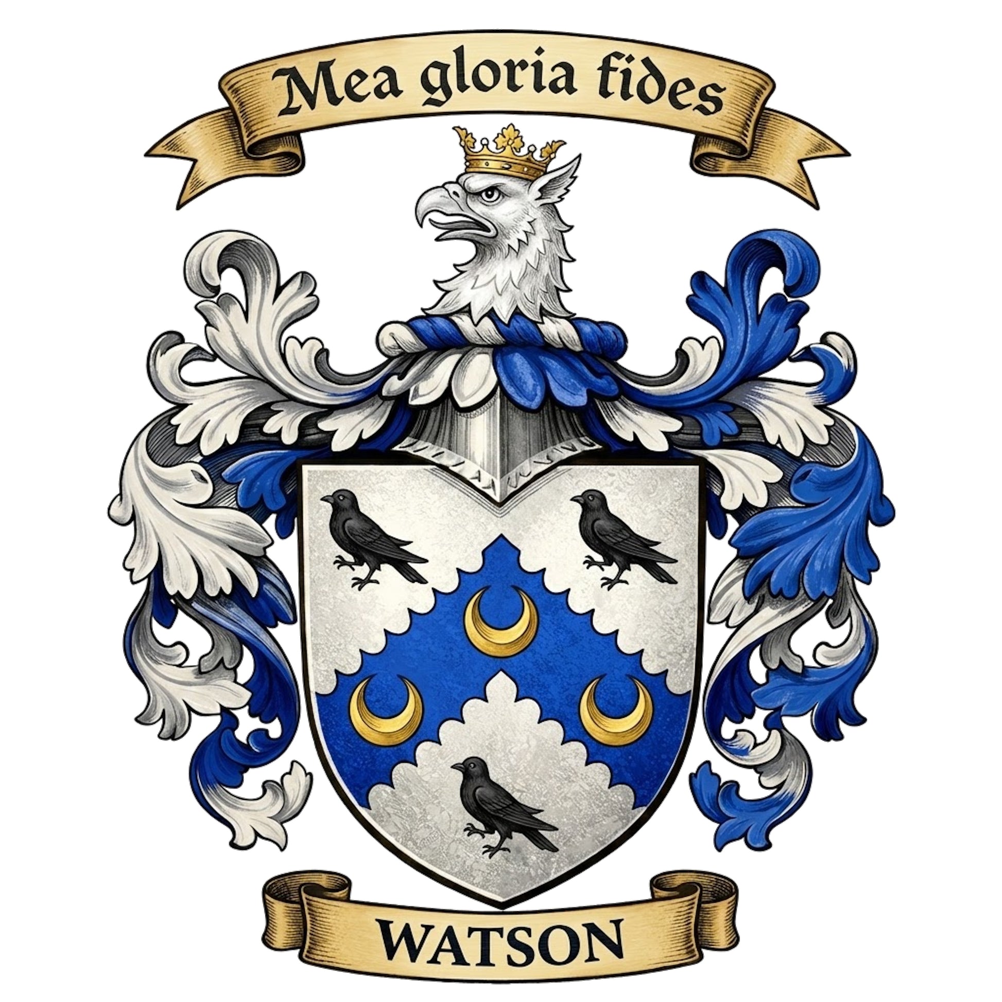 The Watson Family Coat of Arms digital download: Includes Color PNG, B&W PNG, and SVG vector files