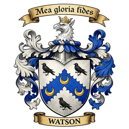 The Watson Family Coat of Arms digital download: Includes Color PNG, B&W PNG, and SVG vector files