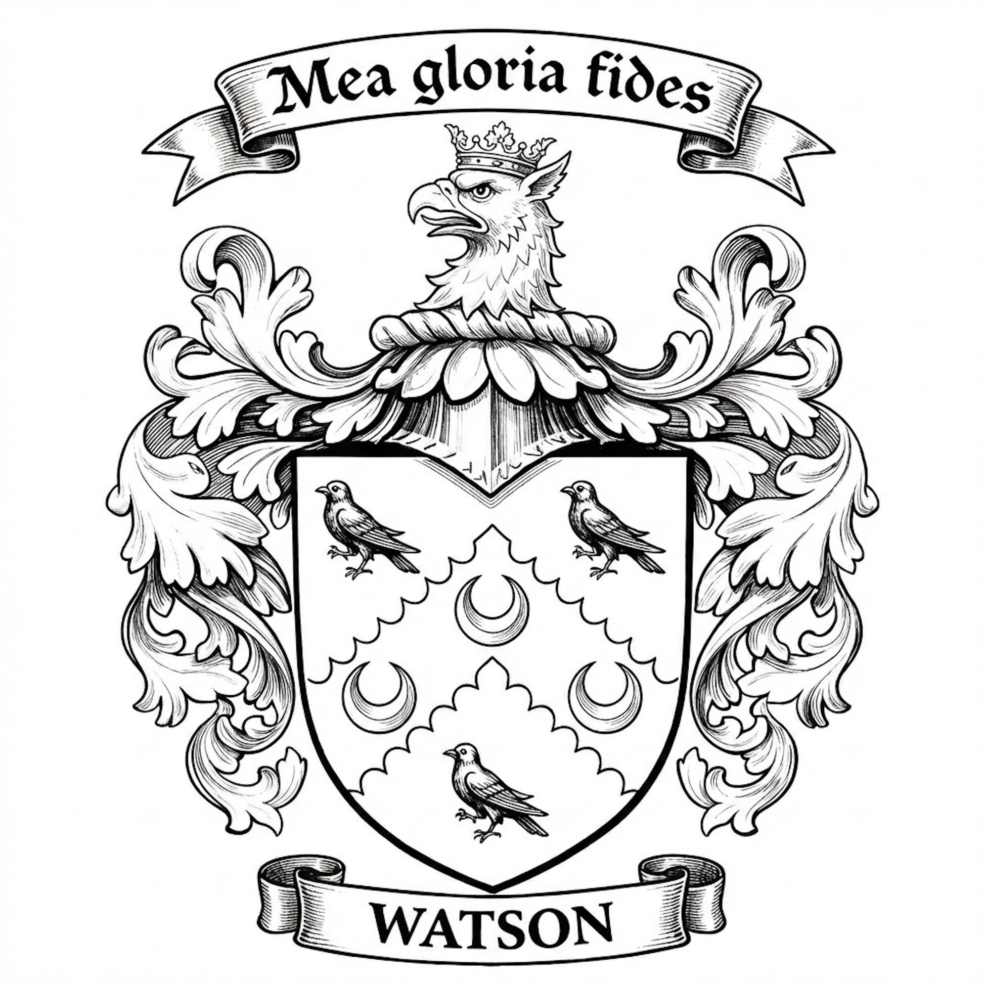 The Watson Family Coat of Arms digital download: Includes Color PNG, B&W PNG, and SVG vector files