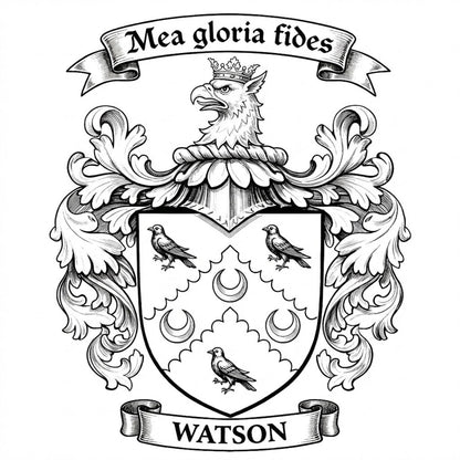 The Watson Family Coat of Arms digital download: Includes Color PNG, B&W PNG, and SVG vector files