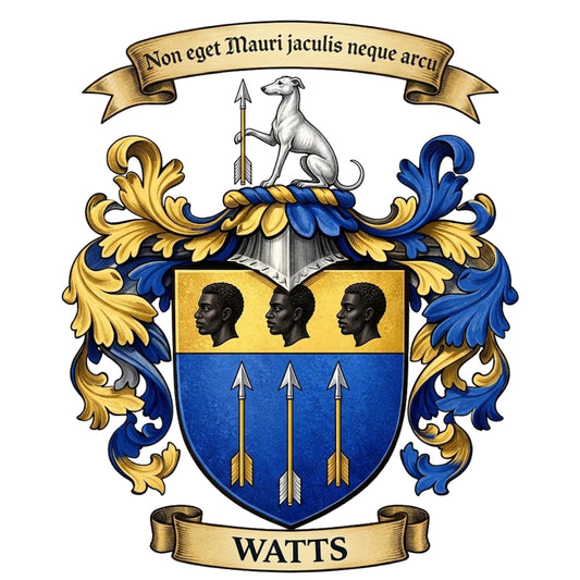 The Watts Family Coat of Arms digital download: Includes Color PNG, B&W PNG, and SVG vector files