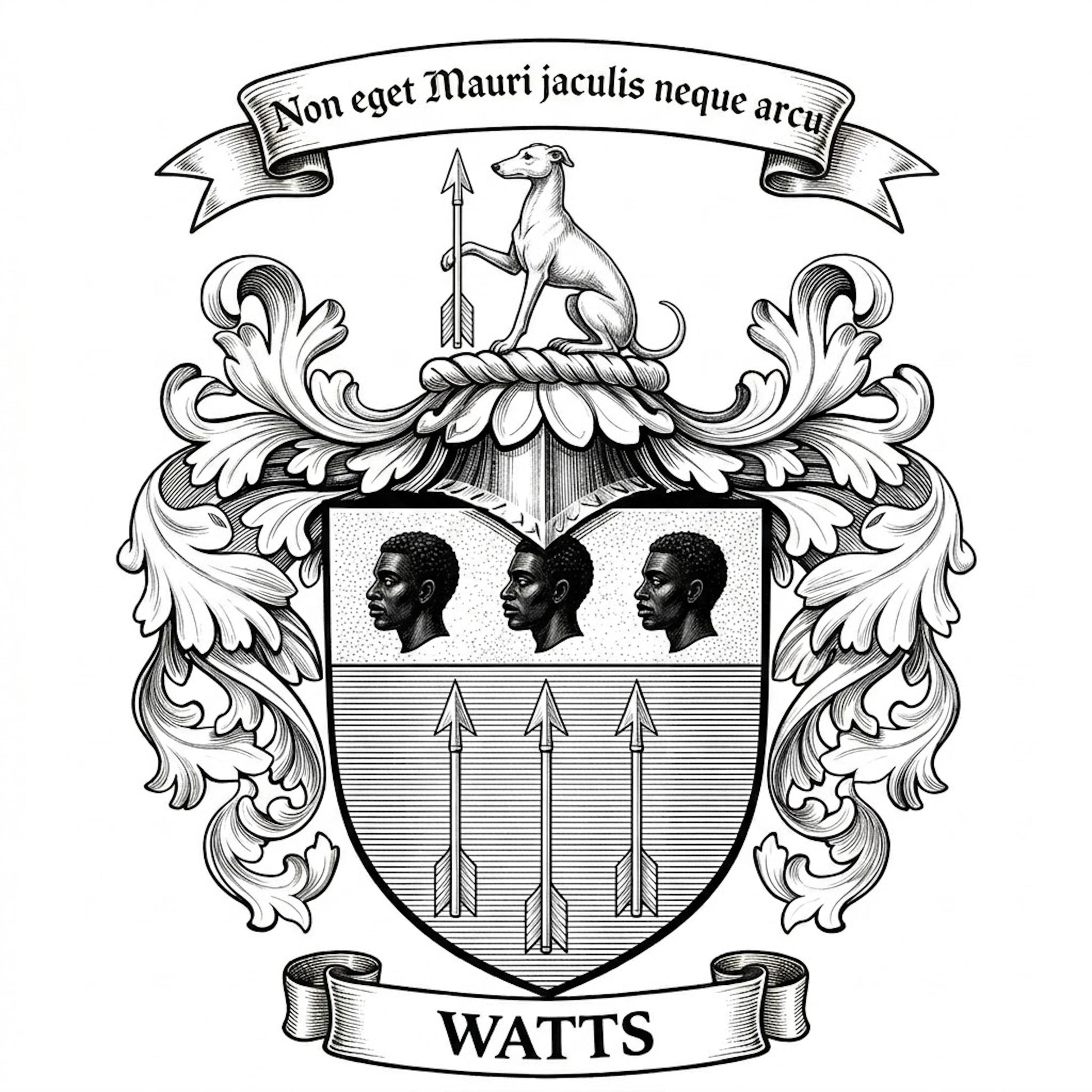 The Watts Family Coat of Arms digital download: Includes Color PNG, B&W PNG, and SVG vector files