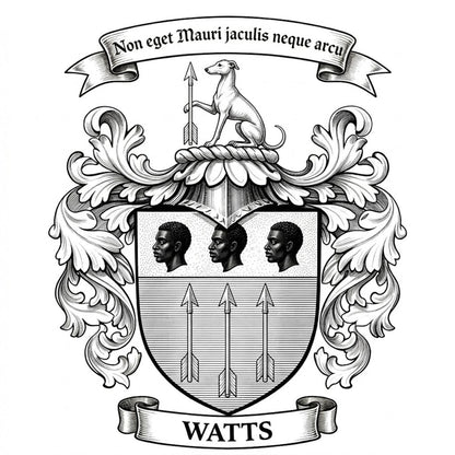 The Watts Family Coat of Arms digital download: Includes Color PNG, B&W PNG, and SVG vector files