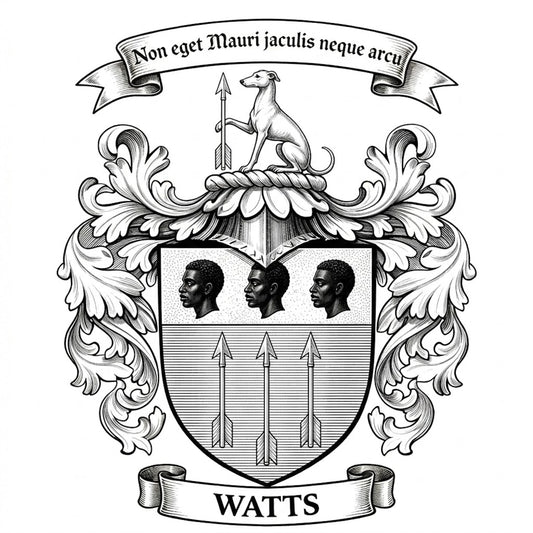 The Watts Family Coat of Arms digital download: Includes Color PNG, B&W PNG, and SVG vector files