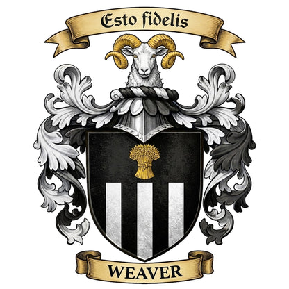 The Weaver Family Coat of Arms digital download: Includes Color PNG, B&W PNG, and SVG vector files