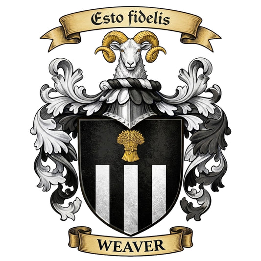 The Weaver Family Coat of Arms digital download: Includes Color PNG, B&W PNG, and SVG vector files