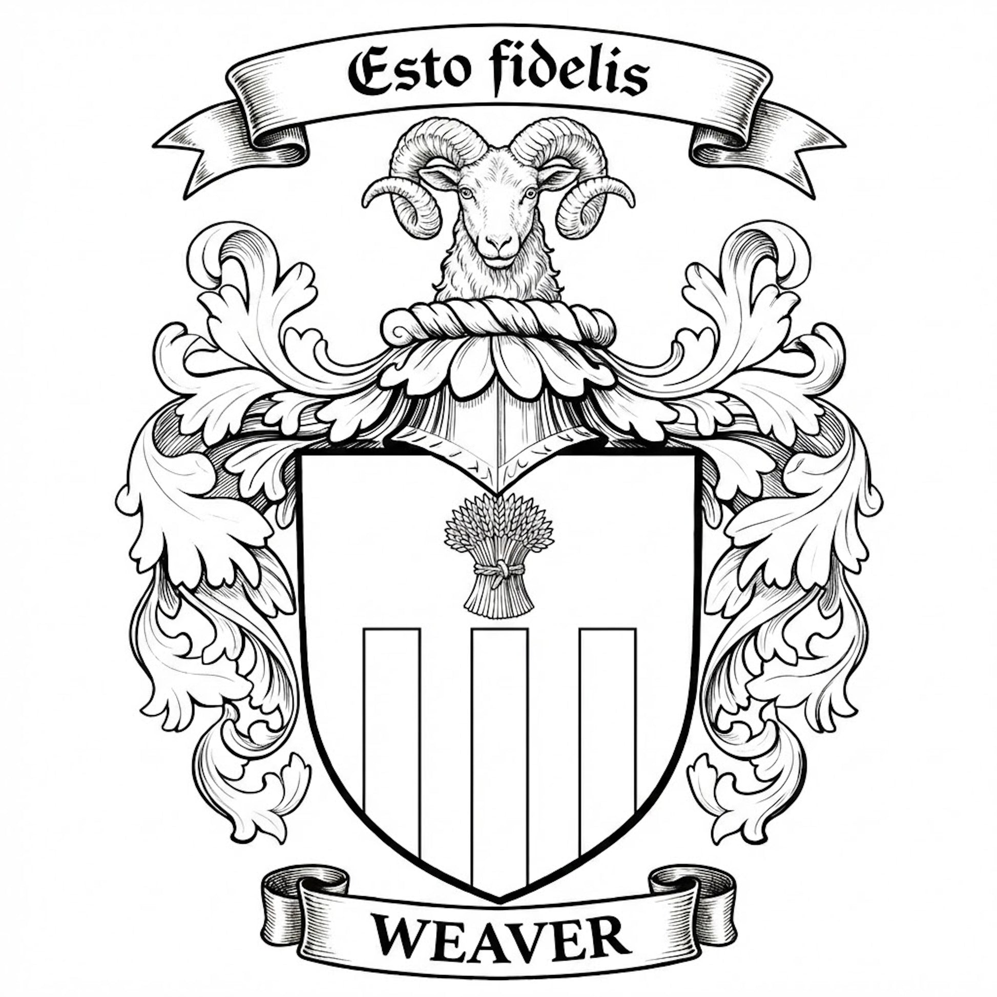 The Weaver Family Coat of Arms digital download: Includes Color PNG, B&W PNG, and SVG vector files