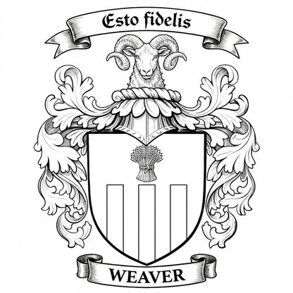 The Weaver Family Coat of Arms digital download: Includes Color PNG, B&W PNG, and SVG vector files